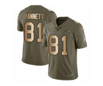 Men Nike Seattle Seahawks #81 Nick Vannett Limited Olive Gold 2017 Salute to Service NFL Jersey