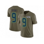 Men Nike Seattle Seahawks #9 Jon Ryan Limited Olive 2017 Salute to Service NFL Jersey