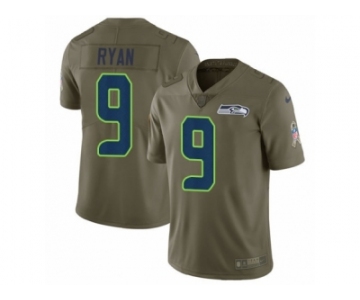 Men Nike Seattle Seahawks #9 Jon Ryan Limited Olive 2017 Salute to Service NFL Jersey