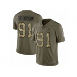 Men Nike Seattle Seahawks #91 Sheldon Richardson Limited Olive Camo 2017 Salute to Service NFL Jersey