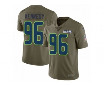 Men Nike Seattle Seahawks #96 Cortez Kennedy Limited Olive 2017 Salute to Service NFL Jersey