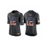 Men Seattle Seahawks #12 12th Fan Anthracite Salute to Service USA Flag Fashion Jersey