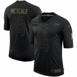 Men Seattle Seahawks #14 DK Metcalf Nike 2020 Salute To Service Limited Jersey Black