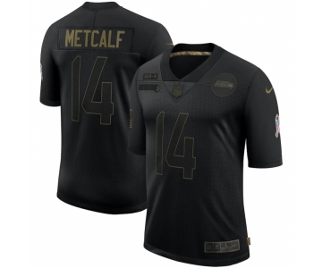 Men Seattle Seahawks #14 DK Metcalf Nike 2020 Salute To Service Limited Jersey Black