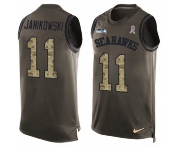 Men's Nike Seattle Seahawks #11 Sebastian Janikowski Limited Green Salute to Service Tank Top NFL Jersey