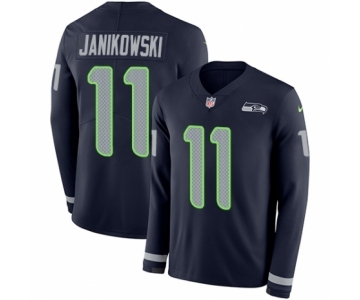 Men's Nike Seattle Seahawks #11 Sebastian Janikowski Limited Navy Blue Therma Long Sleeve NFL Jersey