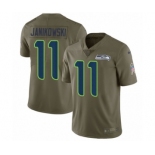 Men's Nike Seattle Seahawks #11 Sebastian Janikowski Limited Olive 2017 Salute to Service NFL Jersey