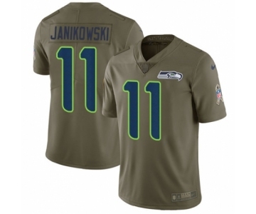 Men's Nike Seattle Seahawks #11 Sebastian Janikowski Limited Olive 2017 Salute to Service NFL Jersey