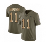 Men's Nike Seattle Seahawks #11 Sebastian Janikowski Limited Olive Gold 2017 Salute to Service NFL Jersey