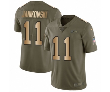 Men's Nike Seattle Seahawks #11 Sebastian Janikowski Limited Olive Gold 2017 Salute to Service NFL Jersey