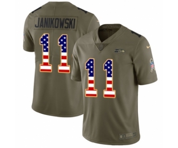 Men's Nike Seattle Seahawks #11 Sebastian Janikowski Limited Olive USA Flag 2017 Salute to Service NFL Jersey