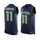 Men's Nike Seattle Seahawks #11 Sebastian Janikowski Limited Steel Blue Player Name & Number Tank Top NFL Jersey