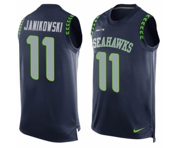 Men's Nike Seattle Seahawks #11 Sebastian Janikowski Limited Steel Blue Player Name & Number Tank Top NFL Jersey