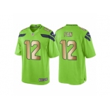 Men's Nike Seattle Seahawks #12 12th Fan Green Gold Limited Special Color Rush Jersey