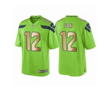 Men's Nike Seattle Seahawks #12 12th Fan Green Gold Limited Special Color Rush Jersey