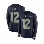 Men's Nike Seattle Seahawks 12th Fan Limited Navy Blue Therma Long Sleeve NFL Jersey