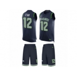 Men's Nike Seattle Seahawks 12th Fan Limited Steel Blue Tank Top Suit NFL Jersey