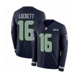 Men's Nike Seattle Seahawks #16 Tyler Lockett Limited Navy Blue Therma Long Sleeve NFL Jersey