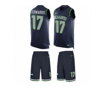 Men's Nike Seattle Seahawks #17 Braylon Edwards Limited Steel Blue Tank Top Suit NFL Jersey