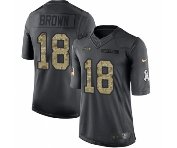 Men's Nike Seattle Seahawks #18 Jaron Brown Limited Black 2016 Salute to Service NFL Jersey