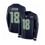 Men's Nike Seattle Seahawks #18 Jaron Brown Limited Navy Blue Therma Long Sleeve NFL Jersey