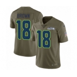 Men's Nike Seattle Seahawks #18 Jaron Brown Limited Olive 2017 Salute to Service NFL Jersey