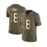 Men's Nike Seattle Seahawks #18 Jaron Brown Limited Olive Gold 2017 Salute to Service NFL Jersey