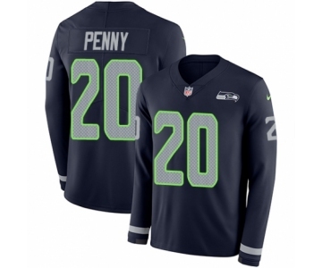 Men's Nike Seattle Seahawks #20 Rashaad Penny Limited Navy Blue Therma Long Sleeve NFL Jersey