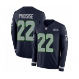 Men's Nike Seattle Seahawks #22 C. J. Prosise Limited Navy Blue Therma Long Sleeve NFL Jersey