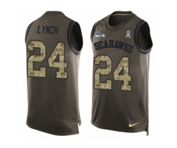 Men's Nike Seattle Seahawks #24 Marshawn Lynch Limited Green Salute to Service Tank Top NFL Jersey