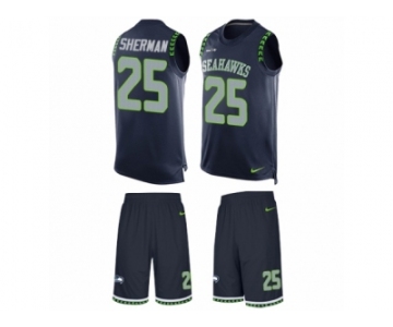 Men's Nike Seattle Seahawks #25 Richard Sherman Limited Steel Blue Tank Top Suit NFL Jersey