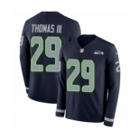 Men's Nike Seattle Seahawks #29 Earl Thomas III Limited Navy Blue Therma Long Sleeve NFL Jersey