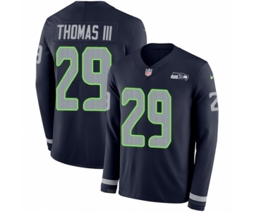 Men's Nike Seattle Seahawks #29 Earl Thomas III Limited Navy Blue Therma Long Sleeve NFL Jersey