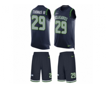 Men's Nike Seattle Seahawks #29 Earl Thomas III Limited Steel Blue Tank Top Suit NFL Jersey