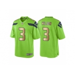 Men's Nike Seattle Seahawks #3 Russell Wilson Green Gold Limited Special Color Rush Jersey