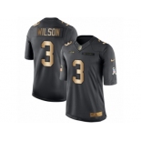 Men's Nike Seattle Seahawks #3 Russell Wilson Limited Black Gold Salute to Service NFL Jersey