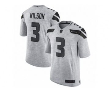 Men's Nike Seattle Seahawks #3 Russell Wilson Limited Gray Gridiron II NFL Jersey