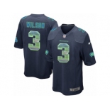 Men's Nike Seattle Seahawks #3 Russell Wilson Limited Navy Blue Strobe NFL Jersey