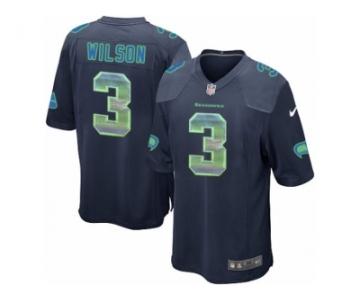 Men's Nike Seattle Seahawks #3 Russell Wilson Limited Navy Blue Strobe NFL Jersey