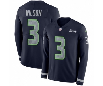 Men's Nike Seattle Seahawks #3 Russell Wilson Limited Navy Blue Therma Long Sleeve NFL Jersey