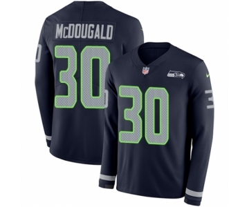 Men's Nike Seattle Seahawks #30 Bradley McDougald Limited Navy Blue Therma Long Sleeve NFL Jersey