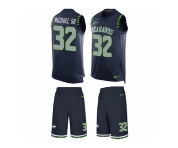 Men's Nike Seattle Seahawks #32 Christine Michael Sr Limited Steel Blue Tank Top Suit NFL Jersey