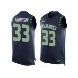 Men's Nike Seattle Seahawks #33 Tedric Thompson Limited Steel Blue Player Name & Number Tank Top NFL Jersey