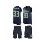 Men's Nike Seattle Seahawks #33 Tedric Thompson Limited Steel Blue Tank Top Suit NFL Jersey