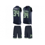 Men's Nike Seattle Seahawks #34 Thomas Rawls Limited Steel Blue Tank Top Suit NFL Jersey