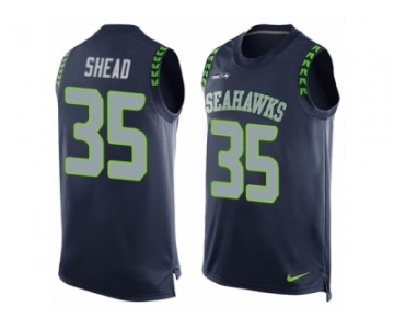 Men's Nike Seattle Seahawks #35 DeShawn Shead Limited Steel Blue Player Name & Number Tank Top NFL Jersey