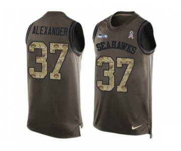 Men's Nike Seattle Seahawks #37 Shaun Alexander Limited Green Salute to Service Tank Top NFL Jersey