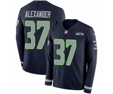 Men's Nike Seattle Seahawks #37 Shaun Alexander Limited Navy Blue Therma Long Sleeve NFL Jersey