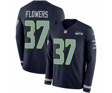 Men's Nike Seattle Seahawks #37 Tre Flowers Limited Navy Blue Therma Long Sleeve NFL Jersey