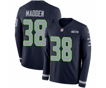 Men's Nike Seattle Seahawks #38 Tre Madden Limited Navy Blue Therma Long Sleeve NFL Jersey